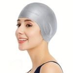Fashion silicone swimming cap grey - image 2