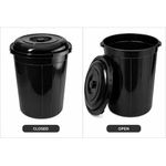 Generic Durable Black Plastic Drum with Secure Lid – Heavy-Duty Storage Barrel - 80litres
