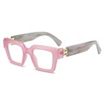 ONIBENZ PREMIUM Solid Marble Photochromic Anti-Blue Ray Computer Reading Glasses – Oversized Pink Frame - image 2