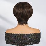 Black Pearl short pixie cut human virgin hair wig for ladies side bangs highlight color - image 6