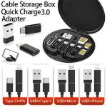 Generic 8-In-1 Multi Charging Cable Storage Box Kit – USB Type-C, Micro USB & iPhone Fast Charging Adapter Set