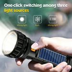 Generic Solar powered rechargeable flashlight  handheld LED flashlight for household emergency camping  compact waterproof flashlight - image 3