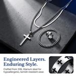 Fashion 4 PCS Men's Cross Jewelry Set - Silver - image 3