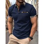 product_image_name-Fashion-Summer New Arrival Men's Casual Loose-Fit Short-Sleeve T-Shirt Men's Plaid Color-Block Collared Polo Shirt-4