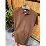 Men's Plain Short Sleeve Shirts-brown