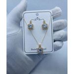 ZIRCONIA ICE GOLD NECKLACE AND EARRING SET