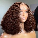 Deep Curly Lace Front Wig  (Chestnut Brown)