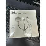 3-in-1 Charging Cable with Wireless Charging for Smart Watches, Iphones and Androids. USB-C Version 