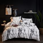 Generic White Marble Duvet Set with 6by6 Bedsheet and 4 Pillowcase Bedding
