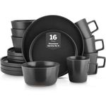 Generic 16-Piece Matte Black Stoneware Dinnerware Set – 4 Service Place