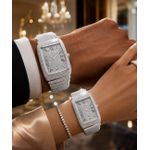 Pin Time Superior Quality & Classy Couple's Sparkling Diamonds Silver Wristwatch 