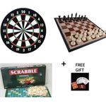 3 In 1 Board Games (Dart, Scrabble,And Chess) And Free Whot