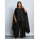 elegant black two piece top and trouser
