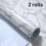 2pcs Marble Waterproof Wallpaper Self Adhesive Sticker