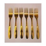 Luxury Gold Plated Stainless Steel Fork - 6Pcs