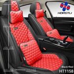 Premium Quality Smiley Face Leather Vehicle Seat Cover - Red & black