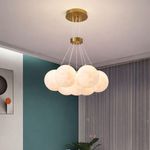 Nordic Golden Cloud Globe Chandelier – Elegant Moon Sphere Cluster Pendant Light
