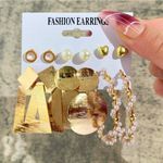 product_image_name-Fashion-11 Pcs Of Vacation Simple Exaggerated European And American Golden Style Butterfly Flower Twist Polygon Imitation Pearl Ladies' Earrings Ear Studs Set Ladies' Party Travel Holiday Essential Appointment -3