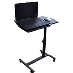 Generic Laptop Rolling Table - Height Adjustable Mobile Stand Desk with Mouse Pad & Lockable Wheels