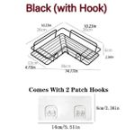 Generic Black wire-mesh corner storage rack, wall- mounted organizer for bathroom or kitchen 2in1