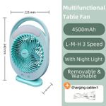 Kamisafe Rechargeable LED Multi-Functional Fan,4500mAh,3 Speed,With Night Light,Table Fan - image 2