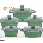 5 Set Diecast Non-stick Pot-Granite Effect Green