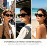 Fashion Sunglasses Unisex Rectangle Black Vintage Square Frame  Shades - image 4