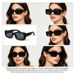 Fashion Sunglasses Unisex Rectangle Black Vintage Square Frame  Shades - image 6