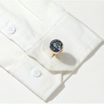 product_image_name-Fashion-Men's Personalized Round Gold & Blue Cufflinks+Gift Box-4