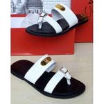 Mens Stylish Leather Cross Slippers - Black