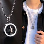 Fashion Hip Hop Titanium Steel Ring Bible Scripture Pendant Necklace