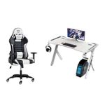 Generic Office/Gaming Chair With Table For Laptop/desktop- Black & White