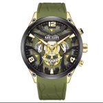 Megir Extra Superior Quality & Very Authentic Men's Green Silicon Rubber Strap Wristwatch 