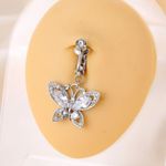 Non Pierce Butterfly Style Zirconia Sexy Belly Button Navel Ring