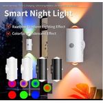 Smart Motion Sensor Night Light (RGB Rainbow Gradient, USB Type-C Rechargeable, Magnetic Wall Lamp)