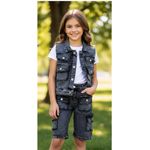 product_image_name-Fashion-Baby Solid Denim Short Sleeve Set Boys and Girls Denim Shirts and Shorts Two Piece Set Simple Casual kids Sportswear up and down -4