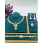 Longchain  Premium Classy Unique Sophisticated Diamond Iced Bracelet/Ear-ring/Ring & Necklace Set