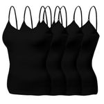Ladies Cotton Strap Camisole Top- 4 In 1 Black