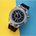 UNISEX CRYSTAL RHINESTONE LED FASHION QUARTZ WRISTWATCH