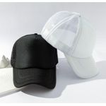 Plain Breathable Face Cap: Black+White 