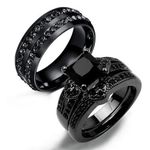 Fashion Black Wedding Ring Set Diamond For Couple