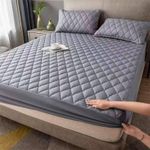 6×6 GREY DIAMOND QUILTED MATTRESS COVER 