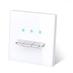 3-Gang Modern Glass Touch & Push Light Switch with LED Indicators