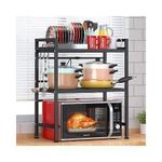 2 TIER EXPANDABLE ADJUSTABLE MICROWAVE OVEN RACK METAL STAND STORAGE SHELF