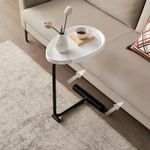 Generic White mordern Minimalist Side Stool With black Metal Base - image 2