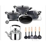 Non Stick Cooking Pots Set And 4Litree Kettle And Spoon Set 