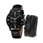 product_image_name-Fashion-Men’s Classic Wrist Watch With 4-Piece Leather & Beaded Bracelet Combo + Gift Box-4