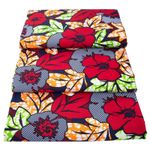 Generic African Wax Print Fabric 6 Yards Polyester, Vibrant Red & Green Pattern - image 7