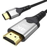 USB C to HDMI Cable 3ft, 4K@30Hz/1080P@120Hz Monodirectional Type C (Thunderbolt 3/4 Compatible) to HDMI Cord for MacBook Pro/Air, iPhone 16/15, iPad, Mac mini, Laptop, Phone, Monitor, TV, Projector