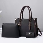 Unique Style Leather Ladies Shoulder Square Handbag - Black